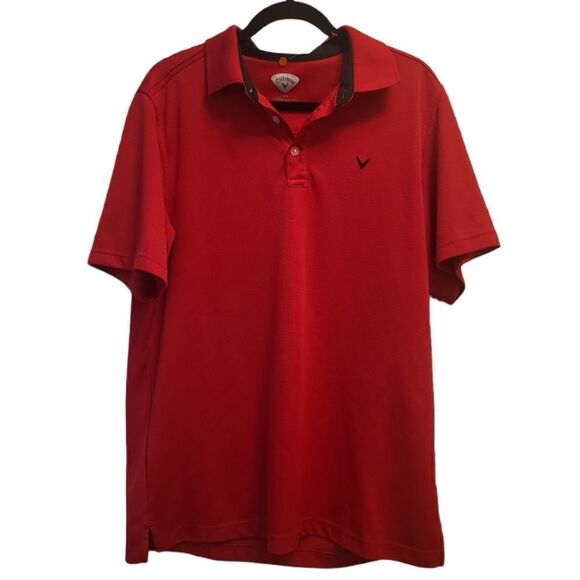 Callaway Polo Shirt Men's Large Red Golf Polo Short - Picture 1 of 2